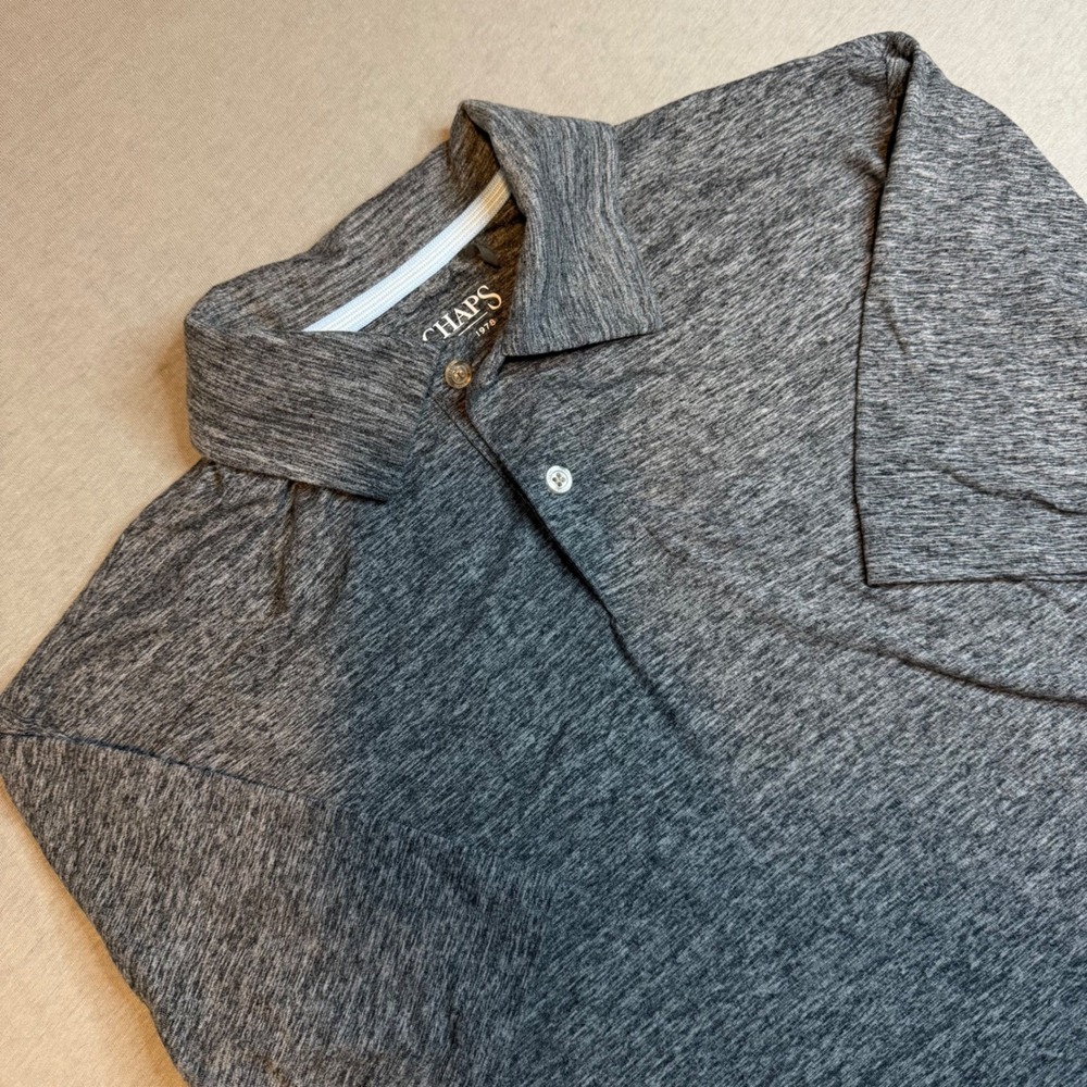 Chaps Mens Everyday Performance Polo Shirt Gray Heather‎ Short Sleeve Small